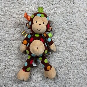 Taggies Signature Collection Monkey Plush Polka Dot Baby Toy